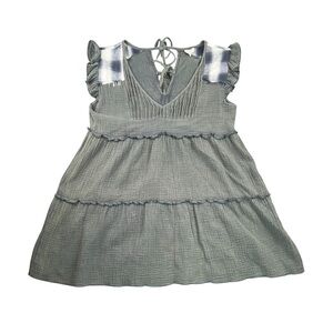 POL Chelsea Ruffle Plaid Sleeveless Tie Mini Dress In Size S
